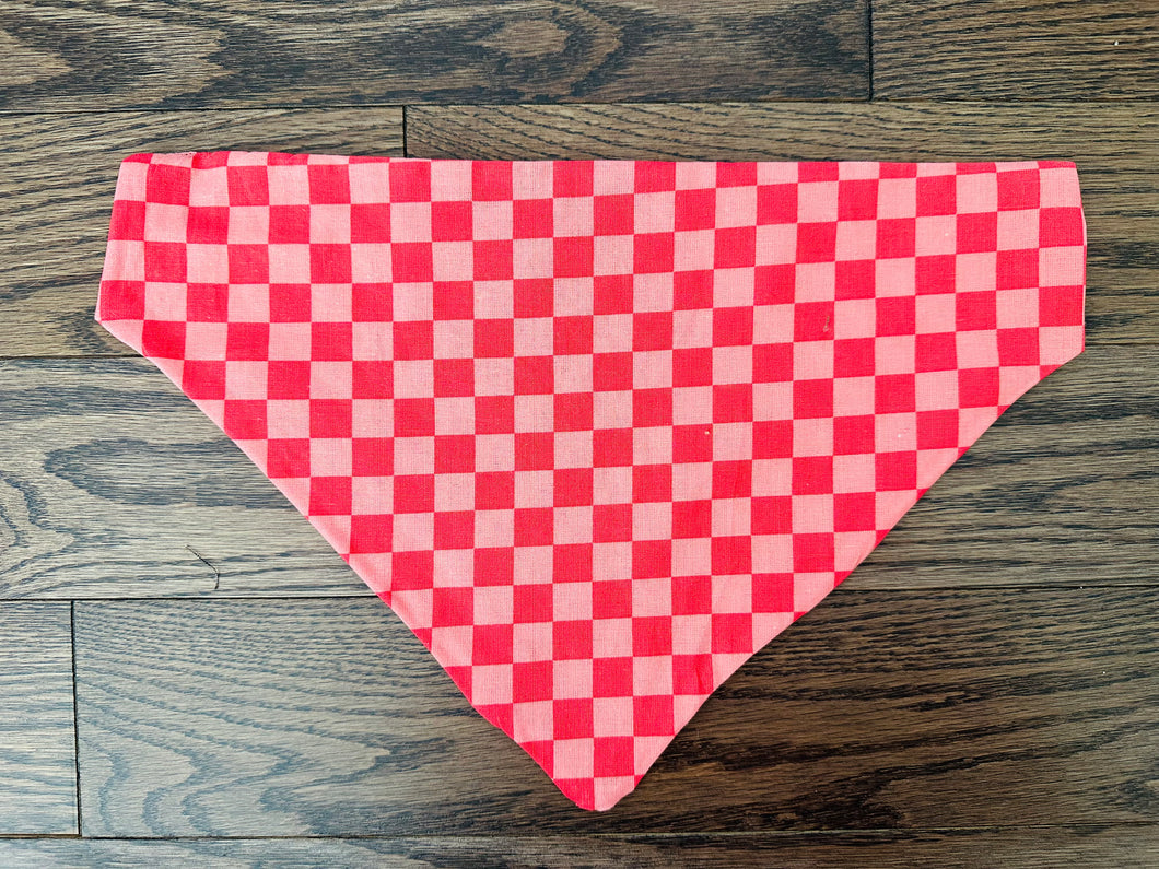 Pink Checkered Over the Collar Bandana