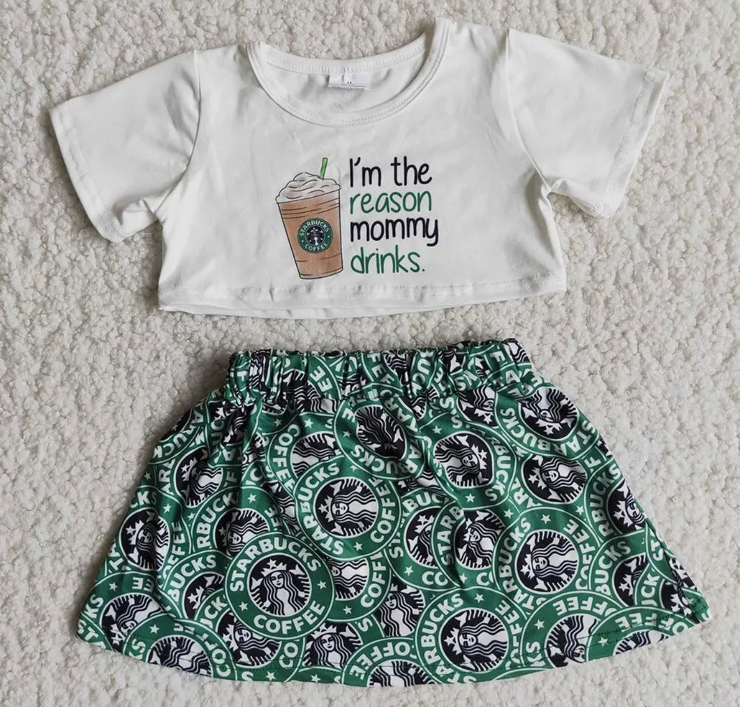 Starbucks Skirt & Tshirt Set